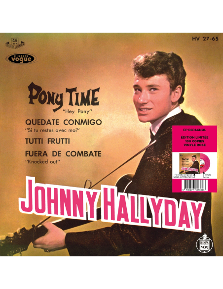 Johnny Hallyday - Pony Time - Vinyle Rose (Espagne) (Vinyle 7'')