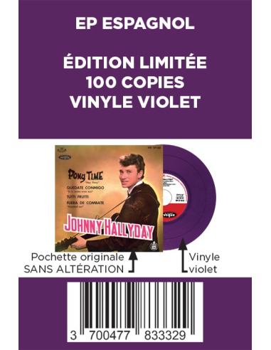 Johnny Hallyday - Pony Time - Vinyle Violet (Espagne) (Vinyle 7'')