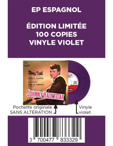 Johnny Hallyday - Pony Time - Vinyle Violet (Espagne) (Vinyle 7'')
