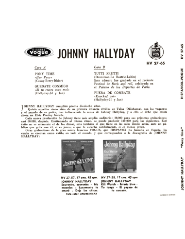 Johnny Hallyday - Pony Time - Vinyle Doré (Espagne) (Vinyle 7'')