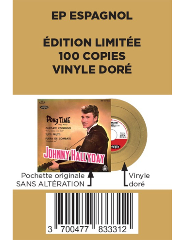 Johnny Hallyday - Pony Time - Vinyle Doré (Espagne) (Vinyle 7'')
