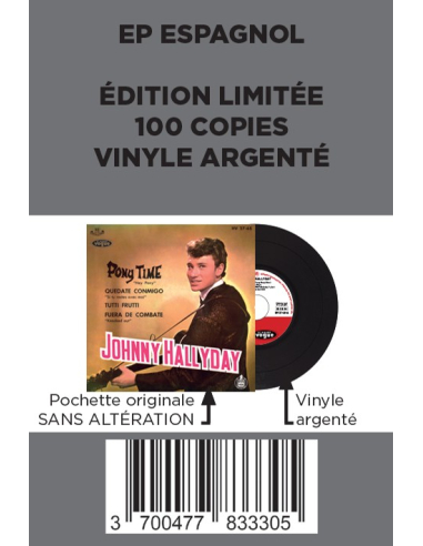 Johnny Hallyday - Pony Time - Vinyle Argenté (Espagne) (Vinyle 7'')