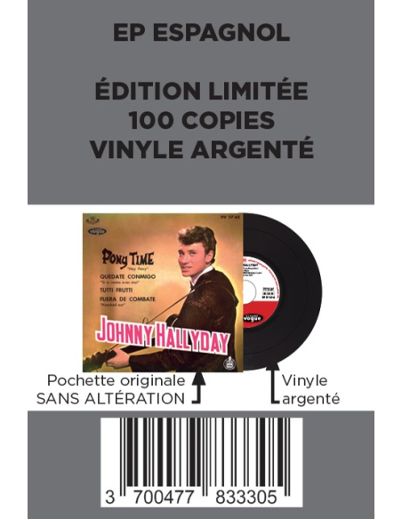 Johnny Hallyday - Pony Time - Vinyle Argenté (Espagne) (Vinyle 7'')
