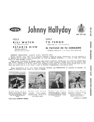 Johnny Hallyday - Kili Watch - Vinyle Turquoise (Espagne) (Vinyle 7'')
