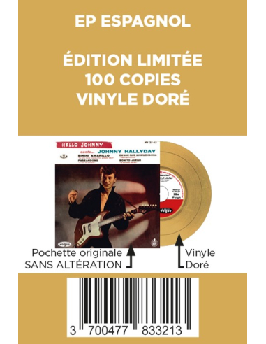 Johnny Hallyday - Hello Johnny - Vinyle Doré (Espagne) (Vinyle 7'')