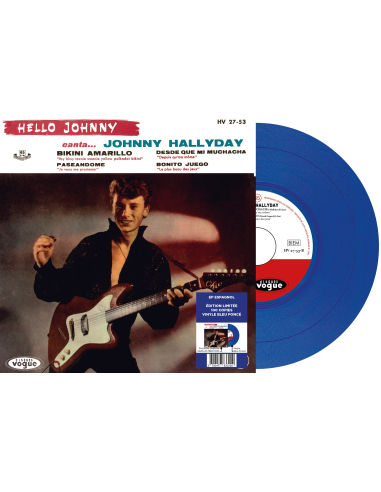 Johnny Hallyday - Hello Johnny - Vinyle Bleu Foncé (Espagne) (Vinyle 7'')