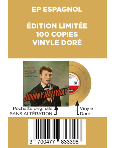 Johnny Hallyday - Si, Querido - Vinyle Doré (Espagne) (Vinyle 7'')