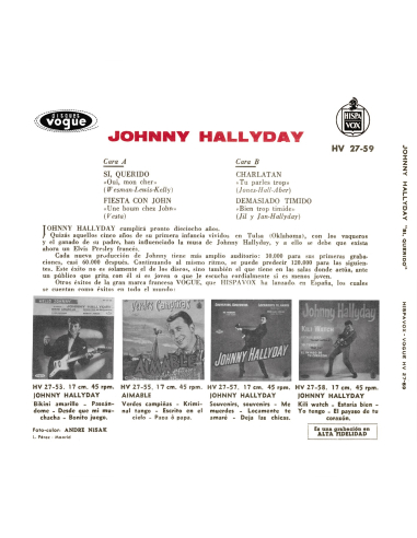 Johnny Hallyday - Si, Querido - Vinyle Doré (Espagne) (Vinyle 7'')