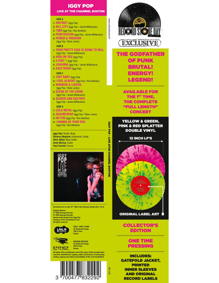 Iggy Pop - Live At The Channel Boston - RSD 2021 (Vinyle)
