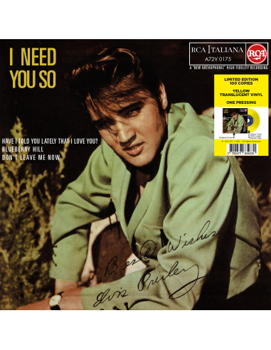 Elvis Presley - I Need You So - Vinyle Jaune (Italie) (Vinyle 7'')