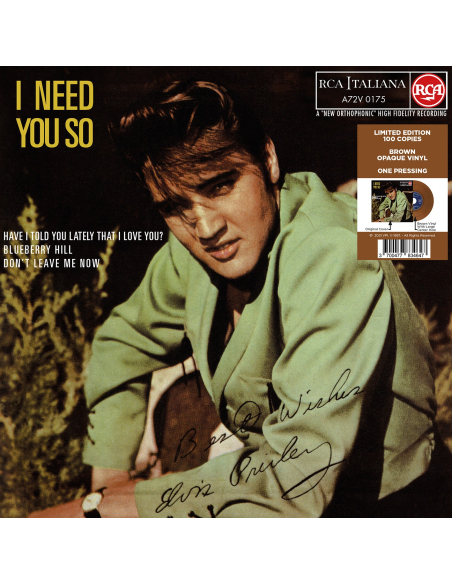 Elvis Presley - I Need You So - Vinyle Marron (Italie) (Vinyle 7'')