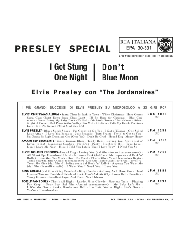Elvis Presley - Presley Special - Vinyle Jaune (Italie) (Vinyle 7'')