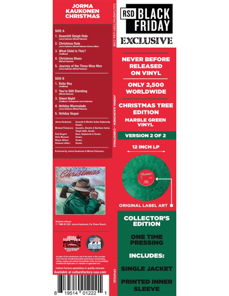 Jorma Kaukonen - Christmas (Christmas Tree Edition) - BF 2021 (Vinyle)