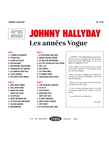 Johnny Hallyday - Les Années Vogue (Vinyle)