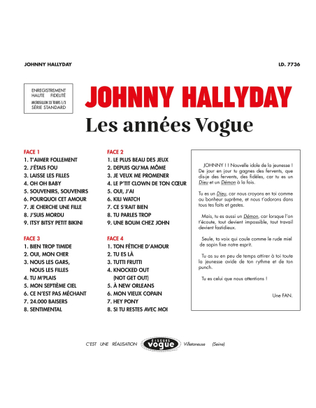 Johnny Hallyday - Les Années Vogue (Vinyle)