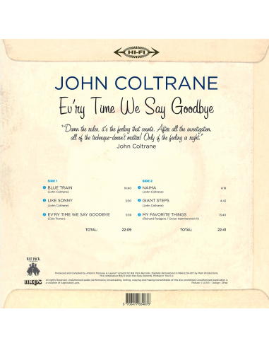 John Coltrane - Ev'ry Time We Say Goodbye - RSD 2022 (Vinyle + CD)