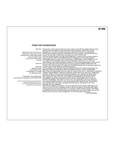 The Foundations – From The Foundations (Vinyle)