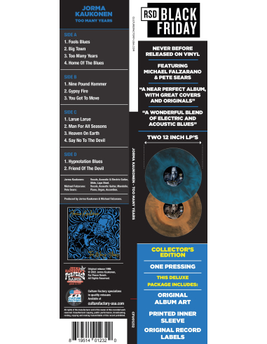 Jorma Kaukonen - Too Many Years - BF 2022 (Vinyle)