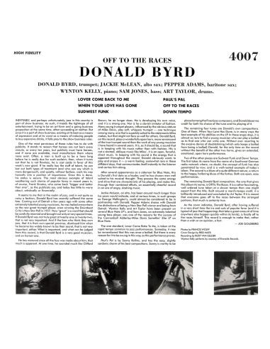 Donald Byrd - Off to The Races (Vinyle)
