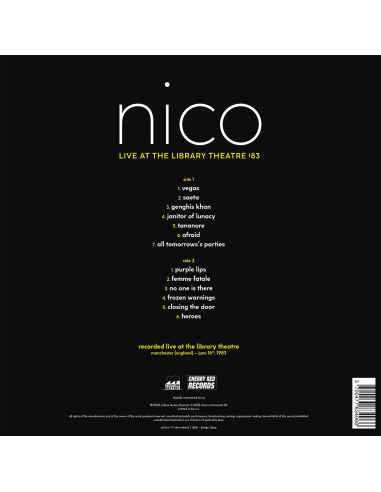 Nico - Live At Library Theatre '83 - BF 2022 (Vinyle)