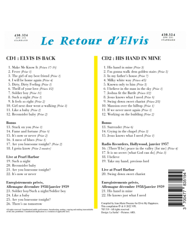Elvis Presley - Le Retour D'Elvis/His Hand In Mine (CD Mini LP)