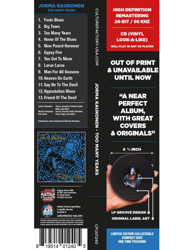 Jorma Kaukonen - Too Many Years - BF 2022 (CD)