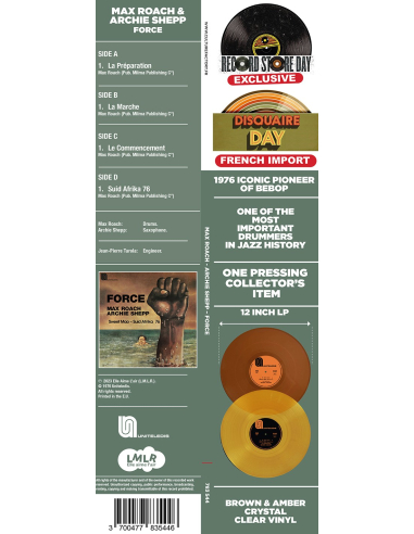 Max Roach & Archie Shepp - Force - Sweet Mao - Suid Afrika 76 - RSD 2023 (Vinyle)