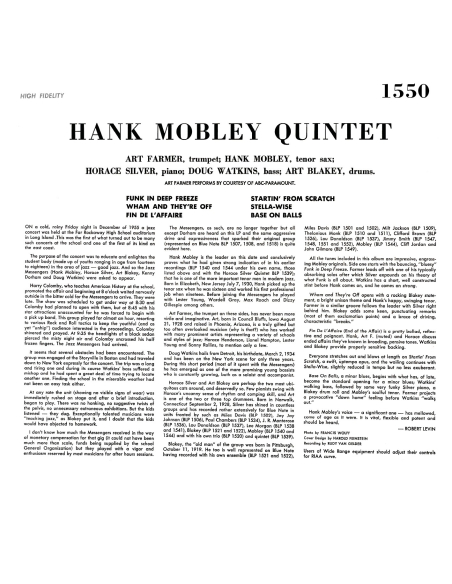 Hank Mobley - Hank Mobley Quintet (Vinyle)