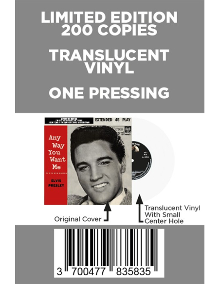 Elvis Presley - Any Way You Want Me - Vinyle Transparent (Afrique du Sud) (Vinyle 7'')