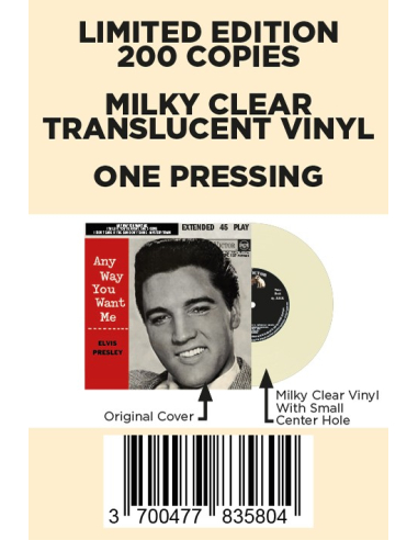 Elvis Presley - Any Way You Want Me - Vinyle Blanc Cassé (Afrique du Sud) (Vinyle 7'')