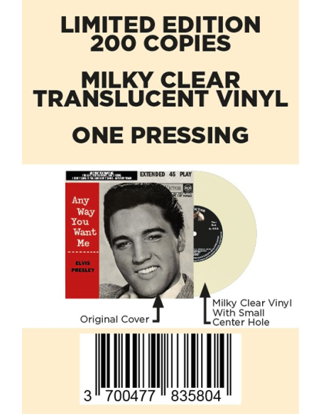 Elvis Presley - Any Way You Want Me - Vinyle Blanc Cassé (Afrique du Sud) (Vinyle 7'')