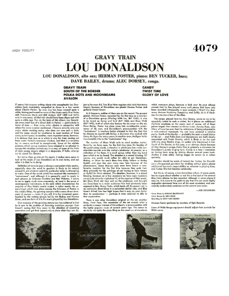 Lou Donaldson - Gravy Train (Vinyle)