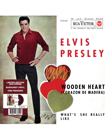 Elvis Presley - Wooden Heart - Vinyle Bordeaux (Espagne) (Vinyle 7'')
