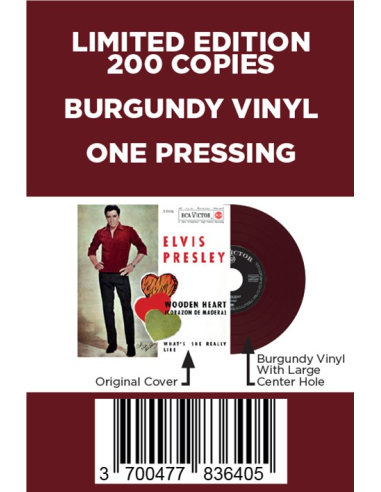 Elvis Presley - Wooden Heart - Vinyle Bordeaux (Espagne) (Vinyle 7'')