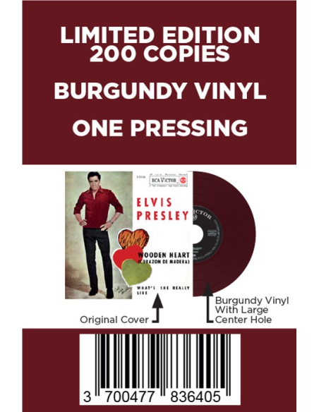 Elvis Presley - Wooden Heart - Vinyle Bordeaux (Espagne) (Vinyle 7'')