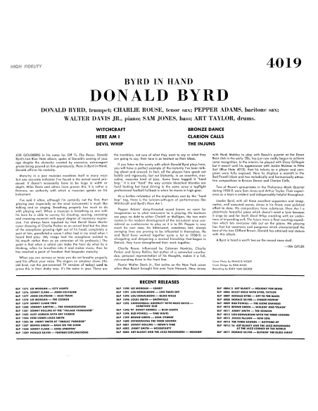 Donald Byrd - Byrd in Hand (Vinyle)