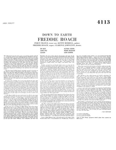 Freddie Roach - Down to Earth (Vinyle)