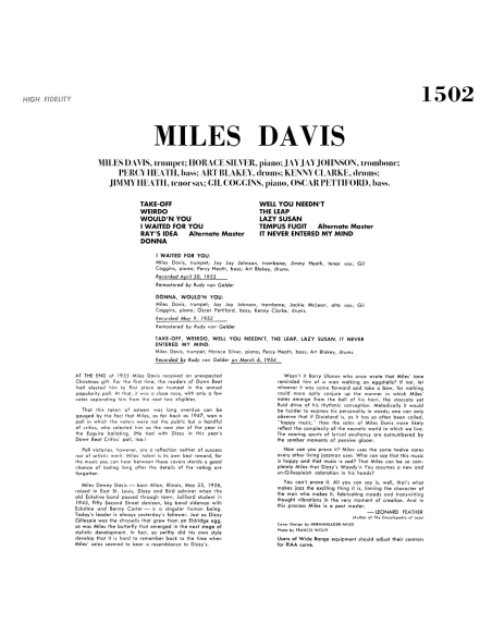 Miles Davis - Volume 2 (Vinyle)
