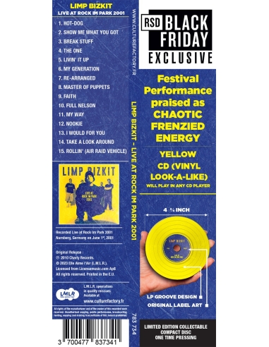 Limp Bizkit - Live at Rock Im Park 2001 - RSD BF 2023 (CD)