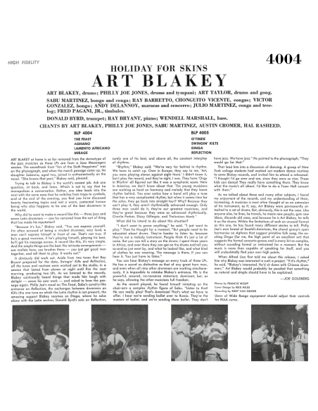 Art Blakey - Holiday For Skins Vol. 1 (Vinyle)
