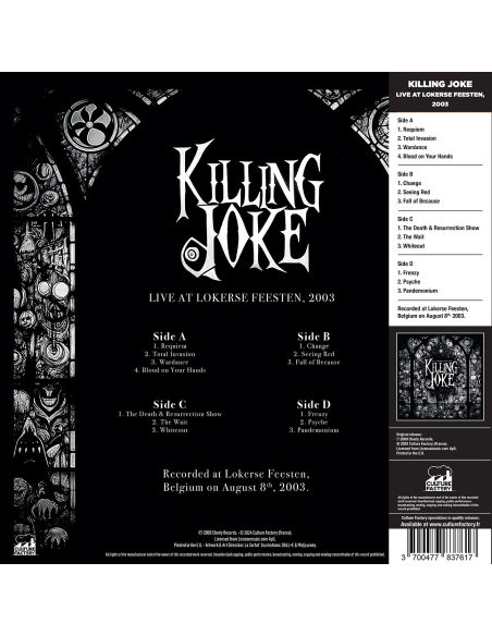 Killing Joke - Live At Lokerse Feesten, 2003 - RSD 2024 (Vinyle + DVD)