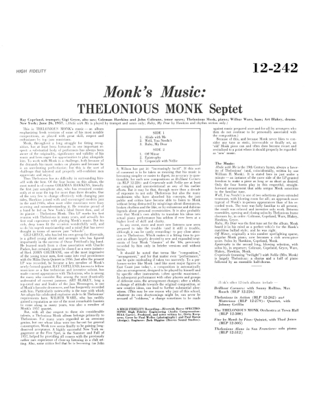 Thelonious Monk Septet - Monk's Music (Vinyle)