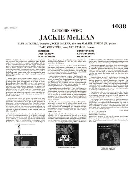 Jackie McLean - Capuchin Swing (Vinyle)