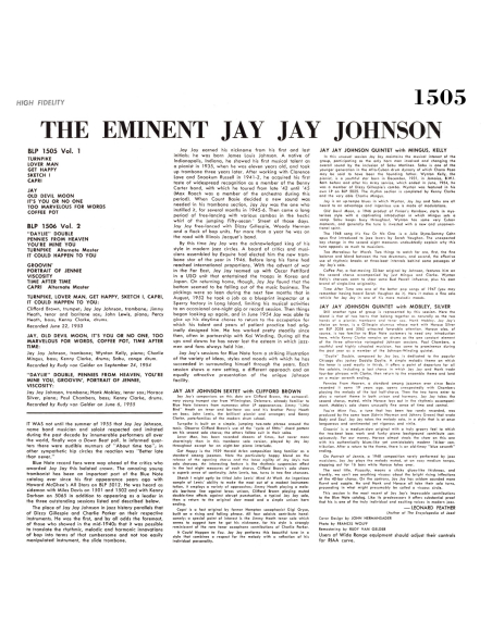 Jay Jay Johnson - The Eminent Jay Jay Johnson Volume 1 (Vinyle)
