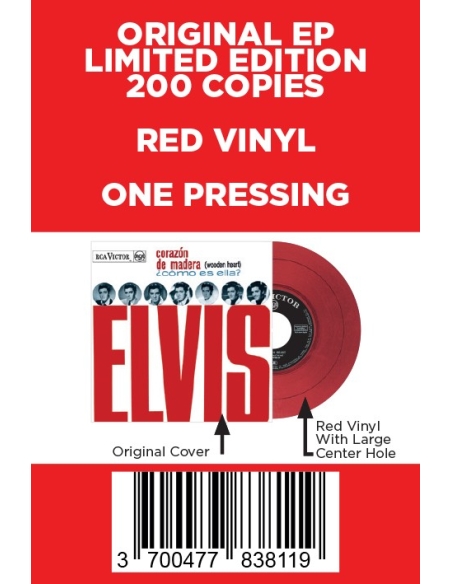 Elvis Presley - Corazón de Madera - Vinyle Rouge (Espagne) (Vinyle 7'')