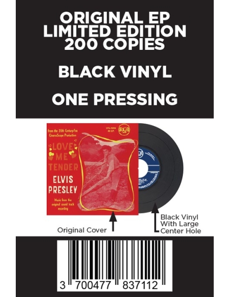 Elvis Presley - Love Me Tender - Vinyle Noir (Belgium) (Vinyle 7'')