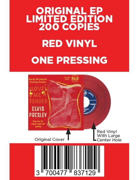 Elvis Presley - Love Me Tender - Vinyle Rouge (Belgium) (Vinyle 7'')