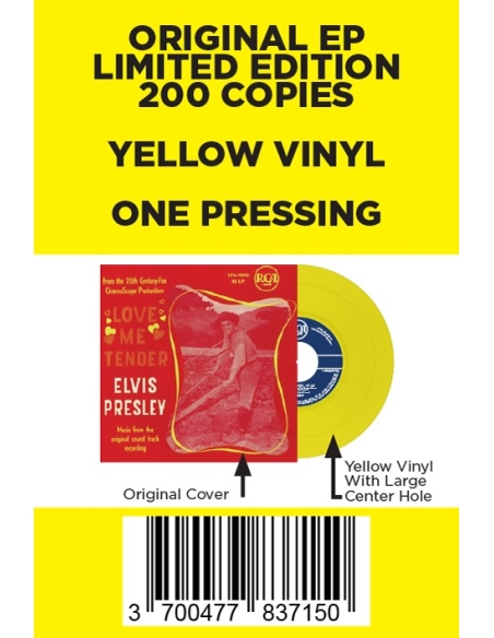 Elvis Presley - Love Me Tender - Vinyle Jaune  (Belgium) (Vinyle 7'')
