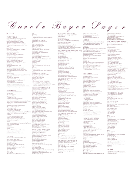 Carole Bayer Sager - Sometimes Late At Night (Vinyle)