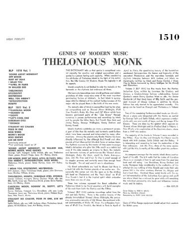 Thelonious Monk - Genius Of Modern Music Volume 1 (Vinyle)